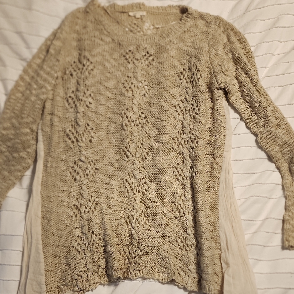 Boho Beige Knit Sweater